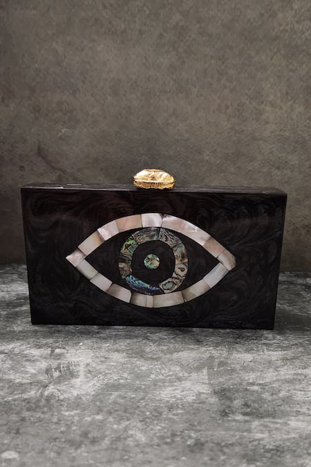 ADWITA BAGS & JEWELS Inlay Carving Evil Eye Clutch 