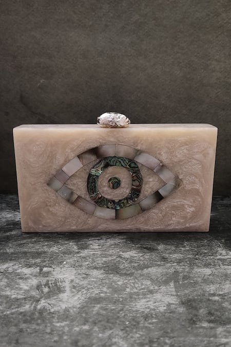 ADWITA BAGS & JEWELS Resin Inlay Carving Evil Eye Clutch 