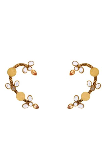 SUHANI PITTIE Gold Plated Crystal And Coin Embellished Ear Cuffs 