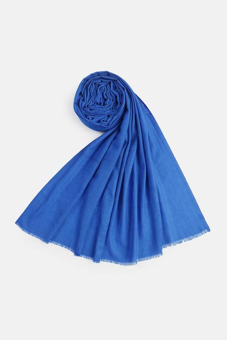 Buy_Shingora_Blue Plain Woven Shawl _Online_at_Aza_Fashions