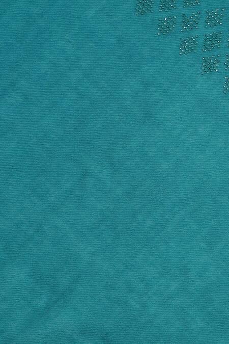 Shingora_Blue Swarovski Embellished Border Shawl _at_Aza_Fashions