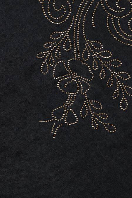 Shingora Black Swarovski Floral Swirl Border Stole at Aza Fashions Shingora_Black Swarovski Floral Swirl Border Stole_at_Aza_Fashions