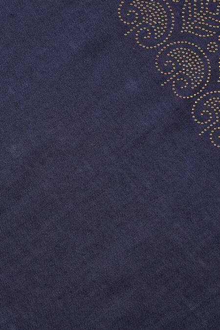 Shingora_Blue Swarovski Blossom Border Stole _at_Aza_Fashions