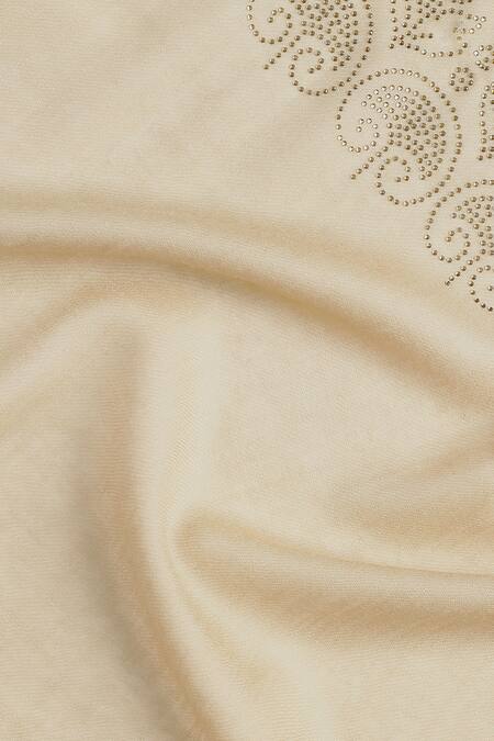 Shop_Shingora_Beige Swarovski Blossom Border Stole _Online_at_Aza_Fashions