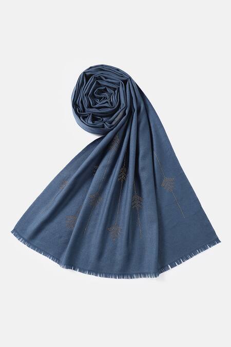 Buy_Shingora_Blue Swarovski Vine Embellished Stole _Online_at_Aza_Fashions