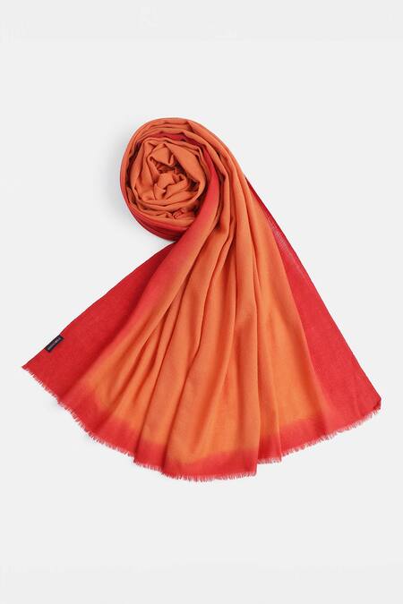Buy_Shingora_Orange Dobby Gradient Pattern Shawl _Online_at_Aza_Fashions