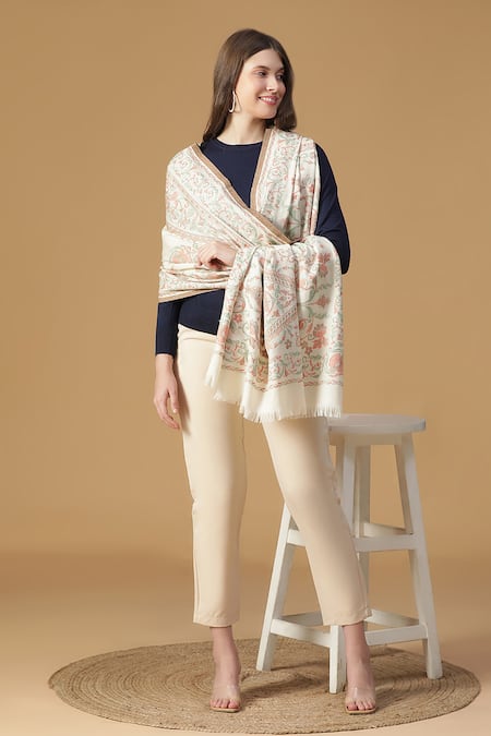 SHINGORA Woven Persian Bloom Pattern Woolen Shawl 