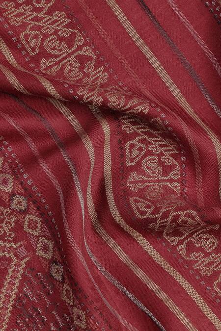 Shop_Shingora_Maroon Woven Jacquard French Blossom Pattern Woolen Shawl_Online_at_Aza_Fashions