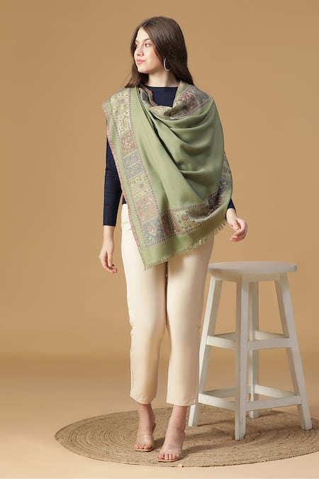 SHINGORA Woven Tribal Blossom Pattern Shawl 