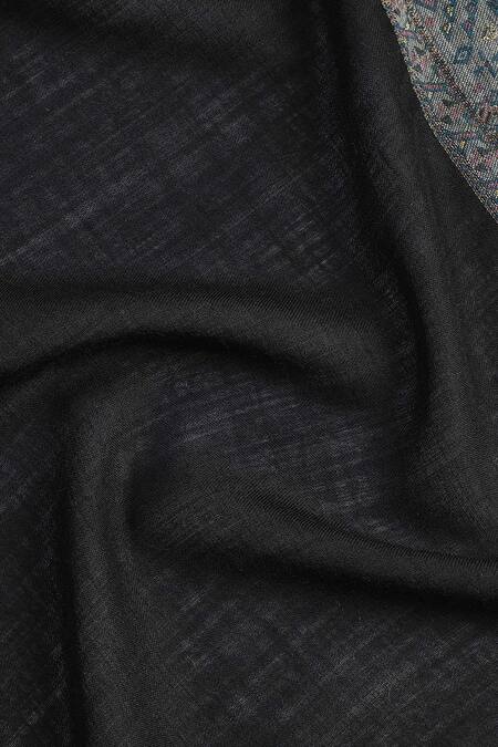 Shop_Shingora_Black Woven Jacquard Tribal Flora Pattern Shawl _Online_at_Aza_Fashions