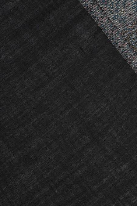Shingora_Black Woven Jacquard Tribal Flora Pattern Shawl _at_Aza_Fashions