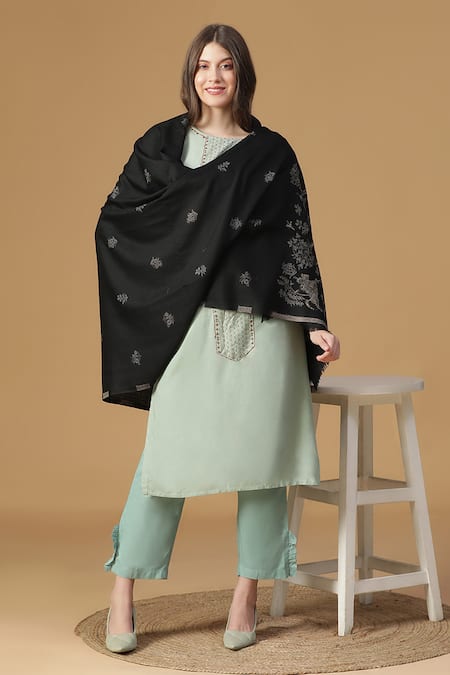 SHINGORA Floral Pattern Jacquard Work Shawl 