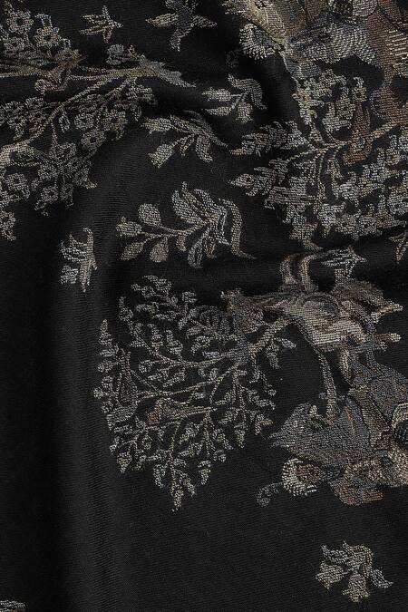 Shop_Shingora_Black Floral Jacquard Work Shawl _Online_at_Aza_Fashions