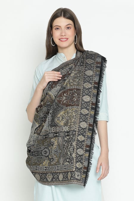 Shingora Jacquard Woven Floral Pattern Shawl 
