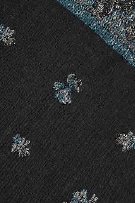 Shingora_Black Floral Pattern Shawl _at_Aza_Fashions