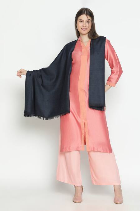 Shingora Black Plain Fringed Edge Shawl Online at Aza Fashions Shingora_Black Plain Fringed Edge Shawl_Online_at_Aza_Fashions