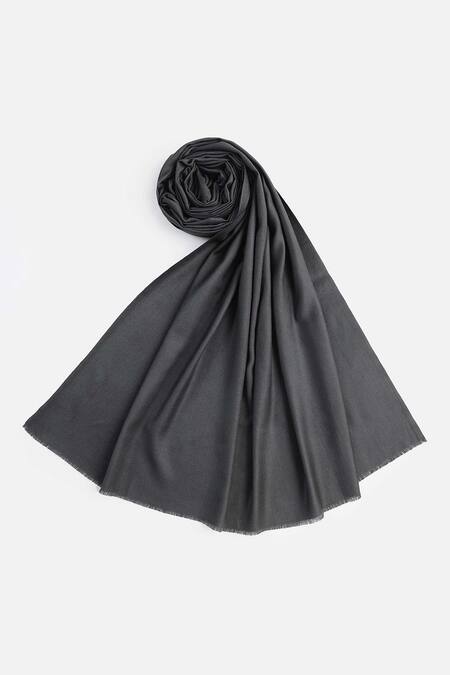 Buy_Shingora_Grey Fringed Edge Plain Shawl _Online_at_Aza_Fashions