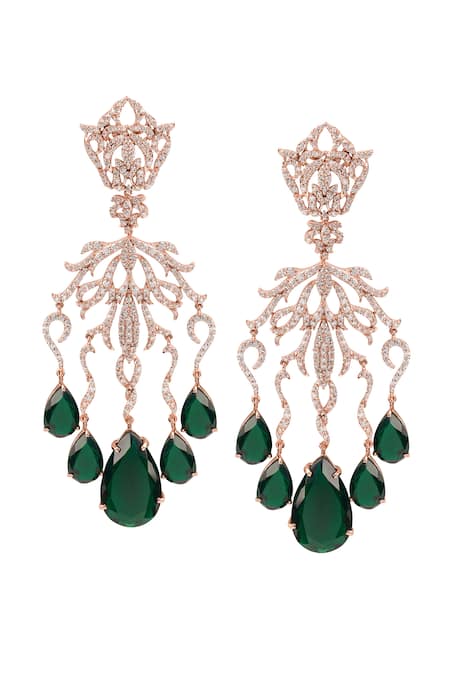 Shop Opalina Soulful Jewellery White Crystals, Stones Celestial Love Embellished Earrings at Aza Fashions Shop_Opalina Soulful Jewellery_White Crystals, Stones Celestial Love Embellished Earrings _at_Aza_Fashions