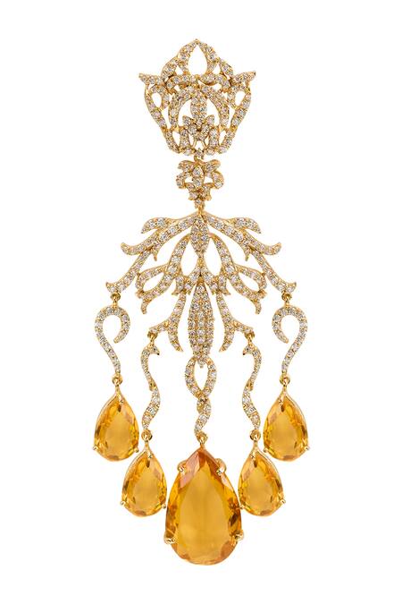 Buy_Opalina Soulful Jewellery_White Crystals, Cut Work Celestial Love Embellished Earrings _Online_at_Aza_Fashions