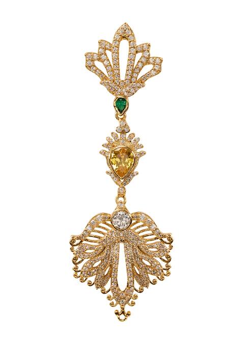 Opalina Soulful Jewellery_White Crystals, Cut Work, Stones Natures Embrace Embellished Earrings _Online_at_Aza_Fashions