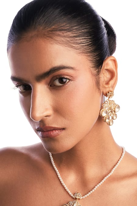 Opalina Soulful Jewellery_White Crystals Lunar Romance Embellished Earrings _Online_at_Aza_Fashions