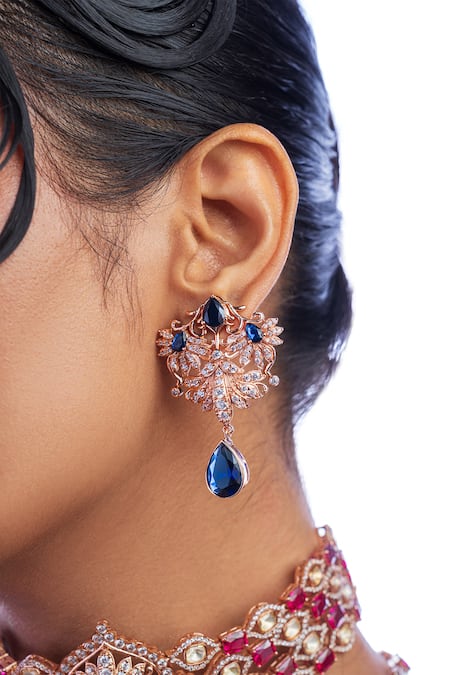 Opalina Soulful Jewellery_White Crystals Eyes Never Lie Embellished Earrings _Online_at_Aza_Fashions