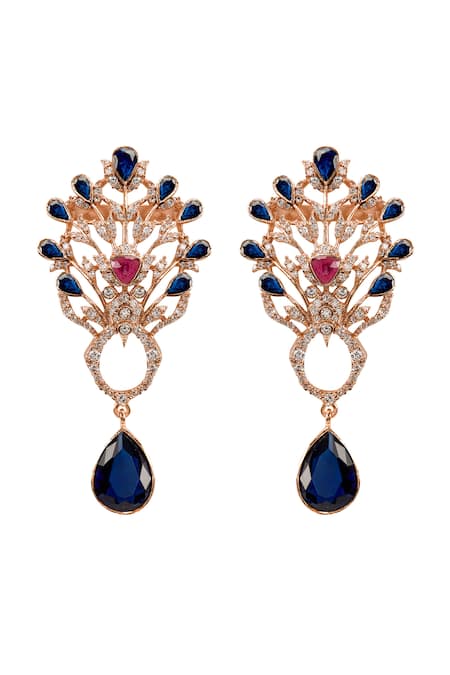 Shop Opalina Soulful Jewellery White Stones, Crystals, Diamonds A Timeless Tale Embellished Earrings at Aza Fashions Shop_Opalina Soulful Jewellery_White Stones, Crystals, Diamonds A Timeless Tale Embellished Earrings _at_Aza_Fashions