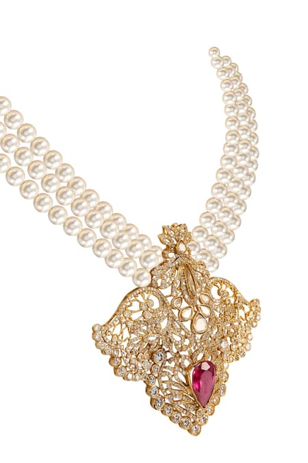 Opalina Soulful Jewellery_White Eternal Love Floral Carved Pendant Necklace _at_Aza_Fashions