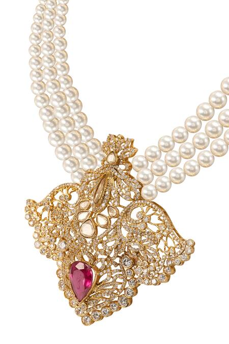 Buy_Opalina Soulful Jewellery_White Eternal Love Floral Carved Pendant Necklace 