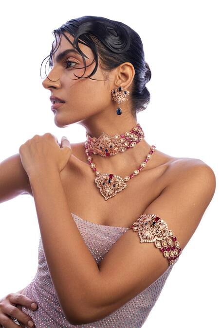 Buy Opalina Soulful Jewellery White Divine Promise Crystal Studded Choker Online at Aza Fashions Buy_Opalina Soulful Jewellery_White Divine Promise Crystal Studded Choker _Online_at_Aza_Fashions