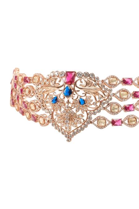 Opalina Soulful Jewellery White Divine Promise Crystal Studded Choker at Aza Fashions Opalina Soulful Jewellery_White Divine Promise Crystal Studded Choker _at_Aza_Fashions