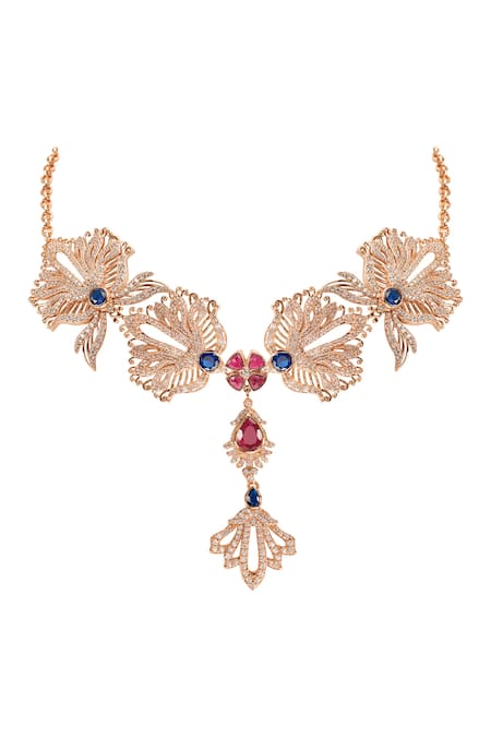 Opalina Soulful Jewellery Royal Romance Leaf Carved Pendant Necklace 