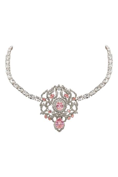 Opalina Soulful Jewellery White Sweet Serenade Crystal Embellished Pendant Necklace Online at Aza Fashions Opalina Soulful Jewellery_White Sweet Serenade Crystal Embellished Pendant Necklace _Online_at_Aza_Fashions