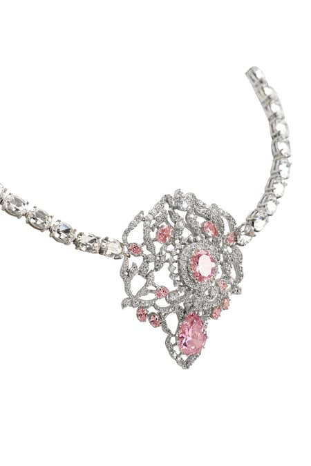 Buy Opalina Soulful Jewellery White Sweet Serenade Crystal Embellished Pendant Necklace Online at Aza Fashions Buy_Opalina Soulful Jewellery_White Sweet Serenade Crystal Embellished Pendant Necklace _Online_at_Aza_Fashions