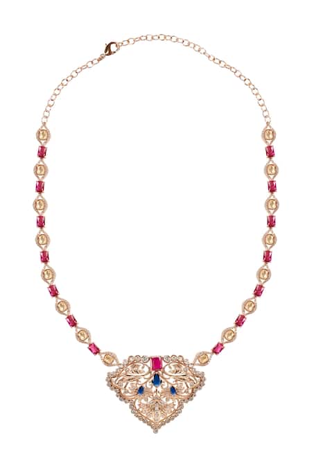 Opalina Soulful Jewellery Divine Promise Gemstone Studded Pendant Necklace 