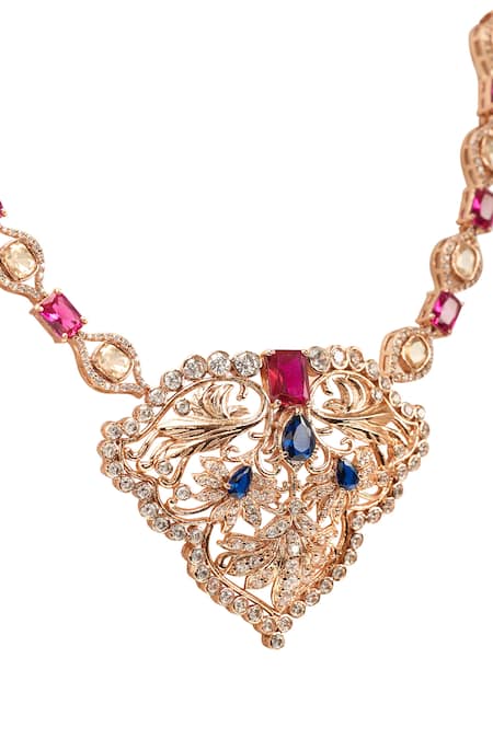 Buy_Opalina Soulful Jewellery_White Divine Promise Gemstone Studded Pendant Necklace _Online_at_Aza_Fashions