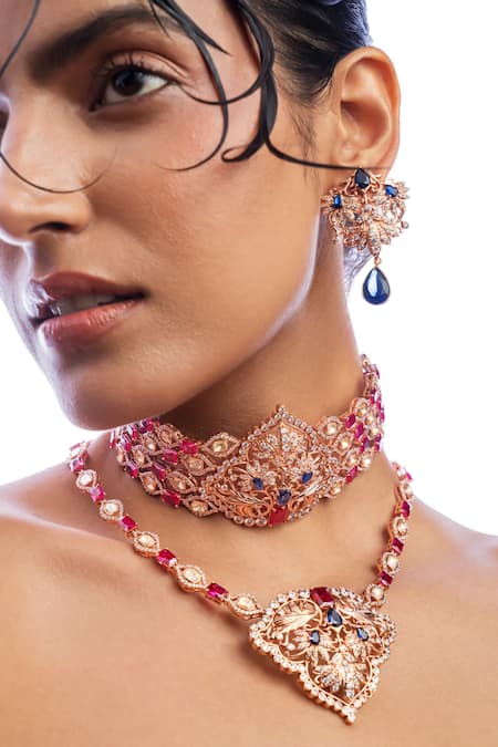 Buy_Opalina Soulful Jewellery_White Divine Promise Gemstone Studded Pendant Necklace 