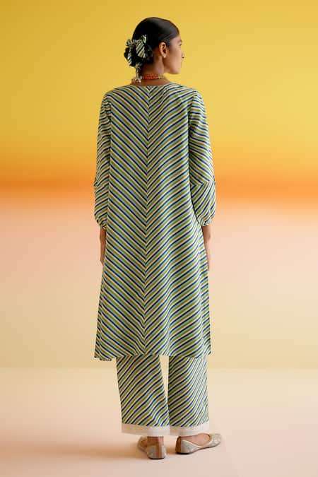 Amisha Kothari Kumudini Stripped Kurta Pant Set 