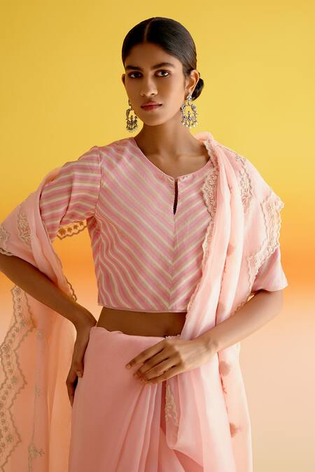 Buy Amisha Kothari Pink Silk, Surbhi Floral Dori Embroidered Saree With Unstitched Blouse Piece Online at Aza Fashions Buy_Amisha Kothari_Pink Silk, Surbhi Floral Dori Embroidered Saree With Unstitched Blouse Piece _Online_at_Aza_Fashions