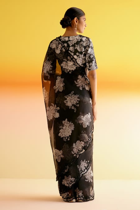 Amisha Kothari Parijat Floral Print Saree With Unstitched Blouse Piece 