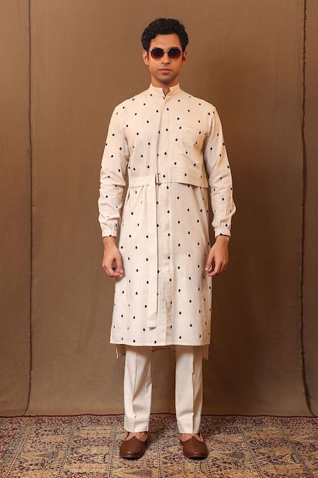 MATI Zari Embroidered Cotton Kurta 