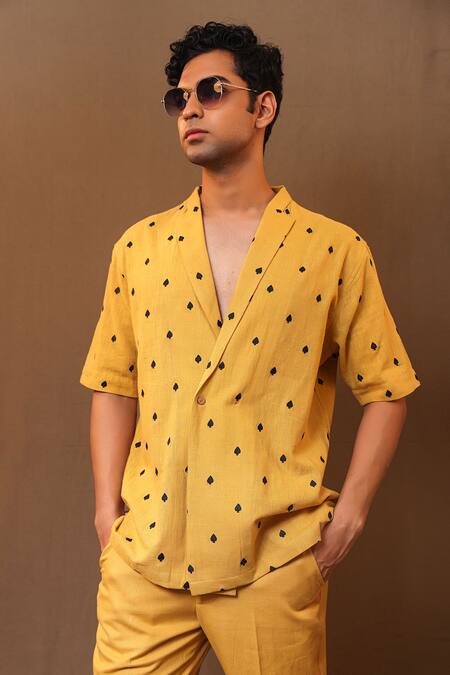 MATI_1 Yellow Cotton Embroidery Spade Jacket With Solid Pant Online at Aza Fashions MATI_1_Yellow Cotton Embroidery Spade Jacket With Solid Pant _Online_at_Aza_Fashions