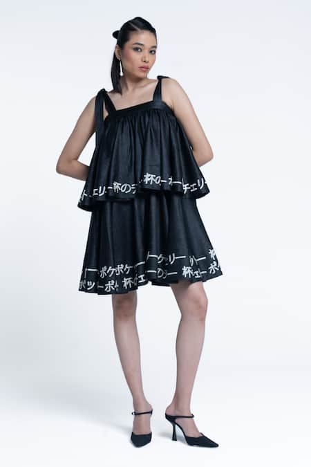 Pocketful Of Cherrie Midnight Sheen Tiered Dress 