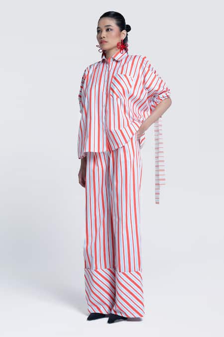 Pocketful Of Cherrie Orange Twill, Poplin Sunset Printed Straight Trouser Online at Aza Fashions Pocketful Of Cherrie_Orange Twill, Poplin Sunset Printed Straight Trouser _Online_at_Aza_Fashions