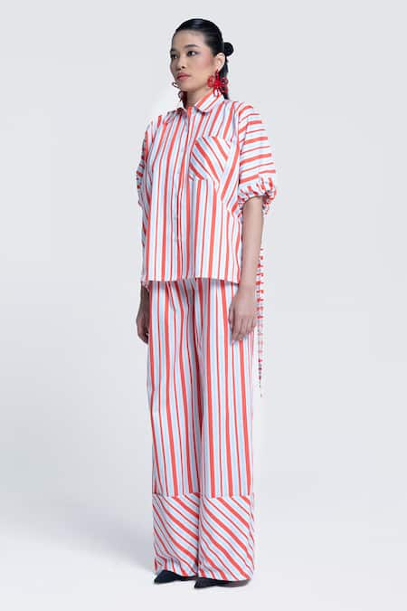 Buy Pocketful Of Cherrie Orange Twill, Poplin Sunset Printed Straight Trouser Online at Aza Fashions Buy_Pocketful Of Cherrie_Orange Twill, Poplin Sunset Printed Straight Trouser _Online_at_Aza_Fashions