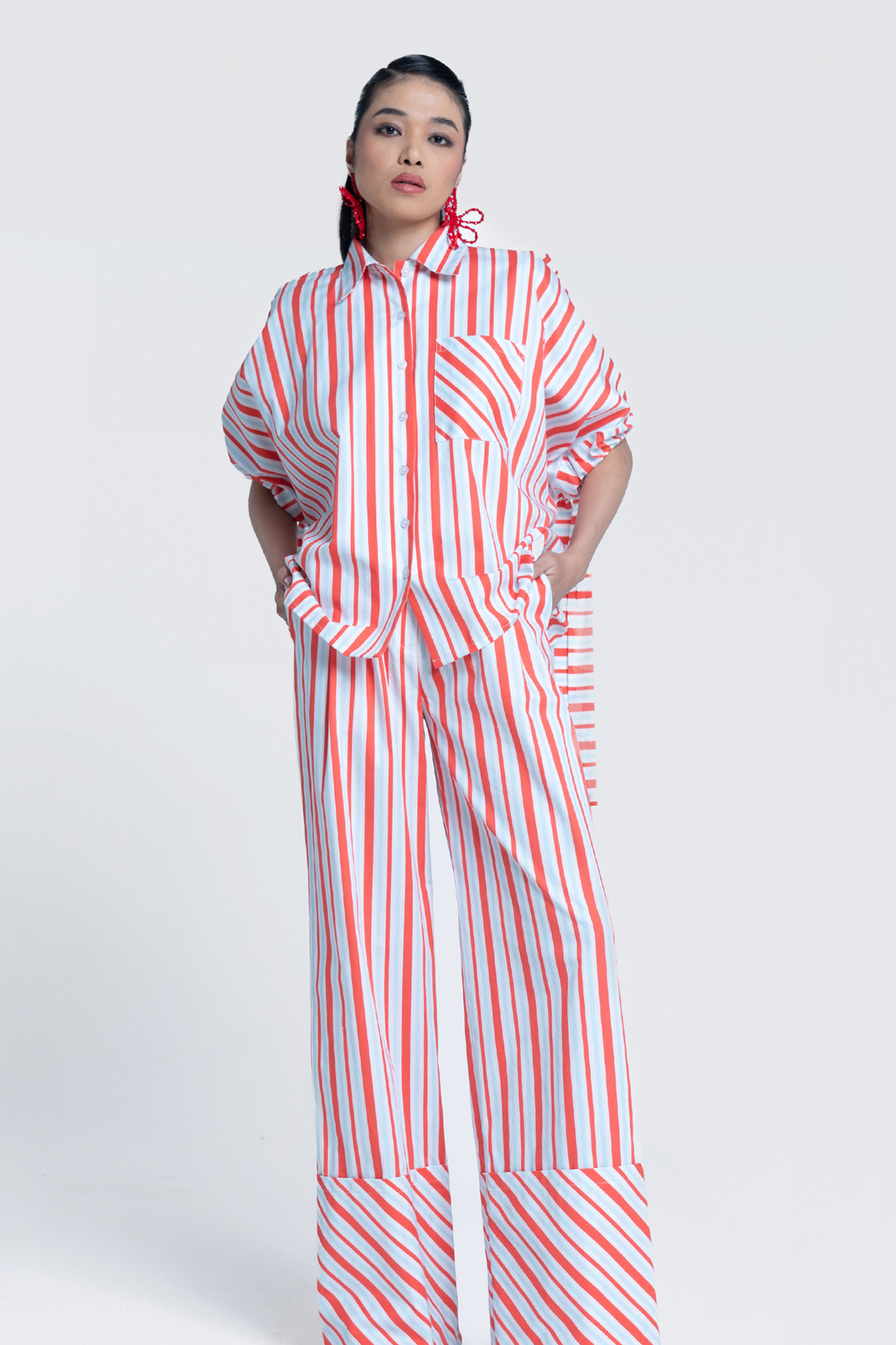 Shop Pocketful Of Cherrie Orange Twill, Poplin Sunset Printed Straight Trouser Online at Aza Fashions Shop_Pocketful Of Cherrie_Orange Twill, Poplin Sunset Printed Straight Trouser _Online_at_Aza_Fashions