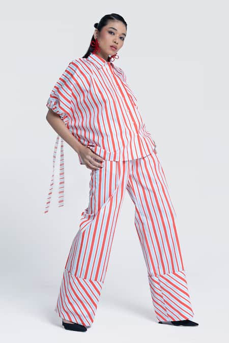 Pocketful Of Cherrie Orange Twill, Poplin Sunset Printed Straight Trouser at Aza Fashions Pocketful Of Cherrie_Orange Twill, Poplin Sunset Printed Straight Trouser _at_Aza_Fashions