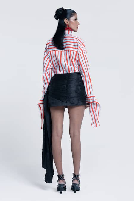 Shop Pocketful Of Cherrie Orange Twill, Poplin Collared Sunset Printed Oversized Shirt at Aza Fashions Shop_Pocketful Of Cherrie_Orange Twill, Poplin Collared Sunset Printed Oversized Shirt _at_Aza_Fashions