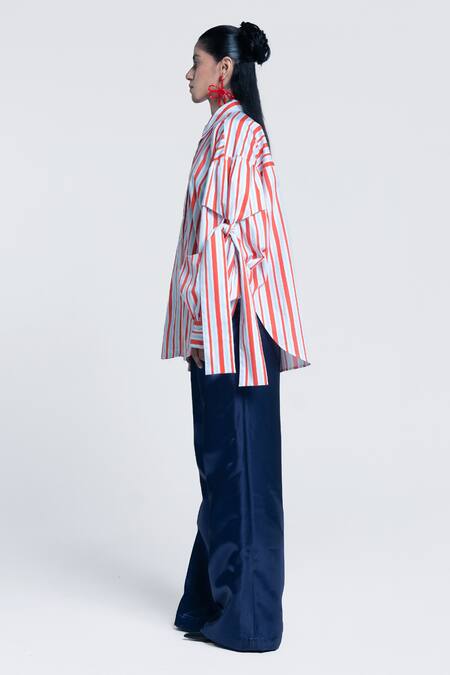 Shop Pocketful Of Cherrie Blue Twill Mirage Solid Trouser Online at Aza Fashions Shop_Pocketful Of Cherrie_Blue Twill Mirage Solid Trouser _Online_at_Aza_Fashions