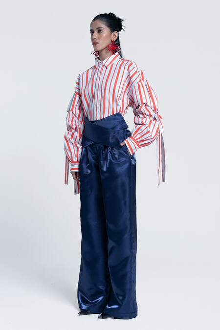 Buy Pocketful Of Cherrie Blue Twill Mirage Solid Trouser Buy_Pocketful Of Cherrie_Blue Twill Mirage Solid Trouser